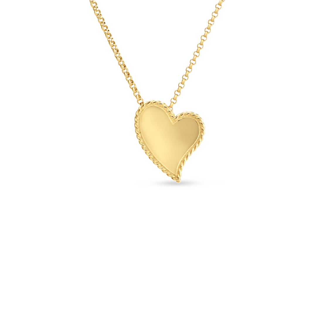 18K YELLOW GOLD PRINCESS SLANTED HEART NECKLACE Roberto Coin